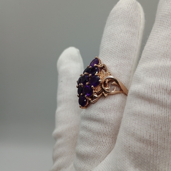 Purple Gemstone Gold Plated Sterling Silver Ring Size 9 - Picture 6 of 8